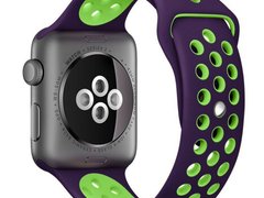 Curea iUni compatibila cu Apple Watch 1/2/3/4/5/6/7, 40mm, Silicon Sport, Purple/Green